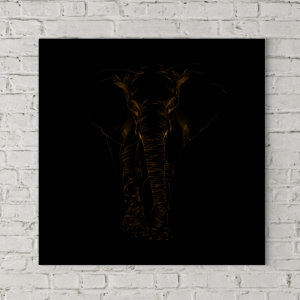 تابلو بوم طرح ترسیم طلایی فیل