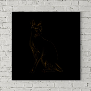 تابلو بوم طرح ترسیم طلایی گربه