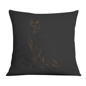 کوسن طرح ترسیم طلایی گربه